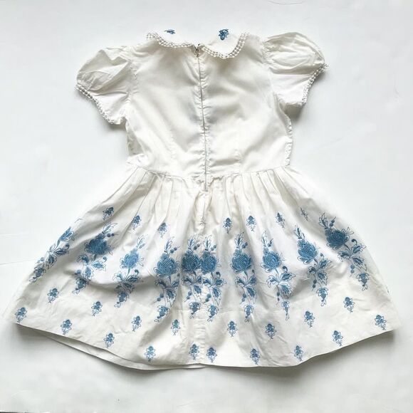 Vintage blue embroidered collar dress fits 5/6T - Picture 11 of 11